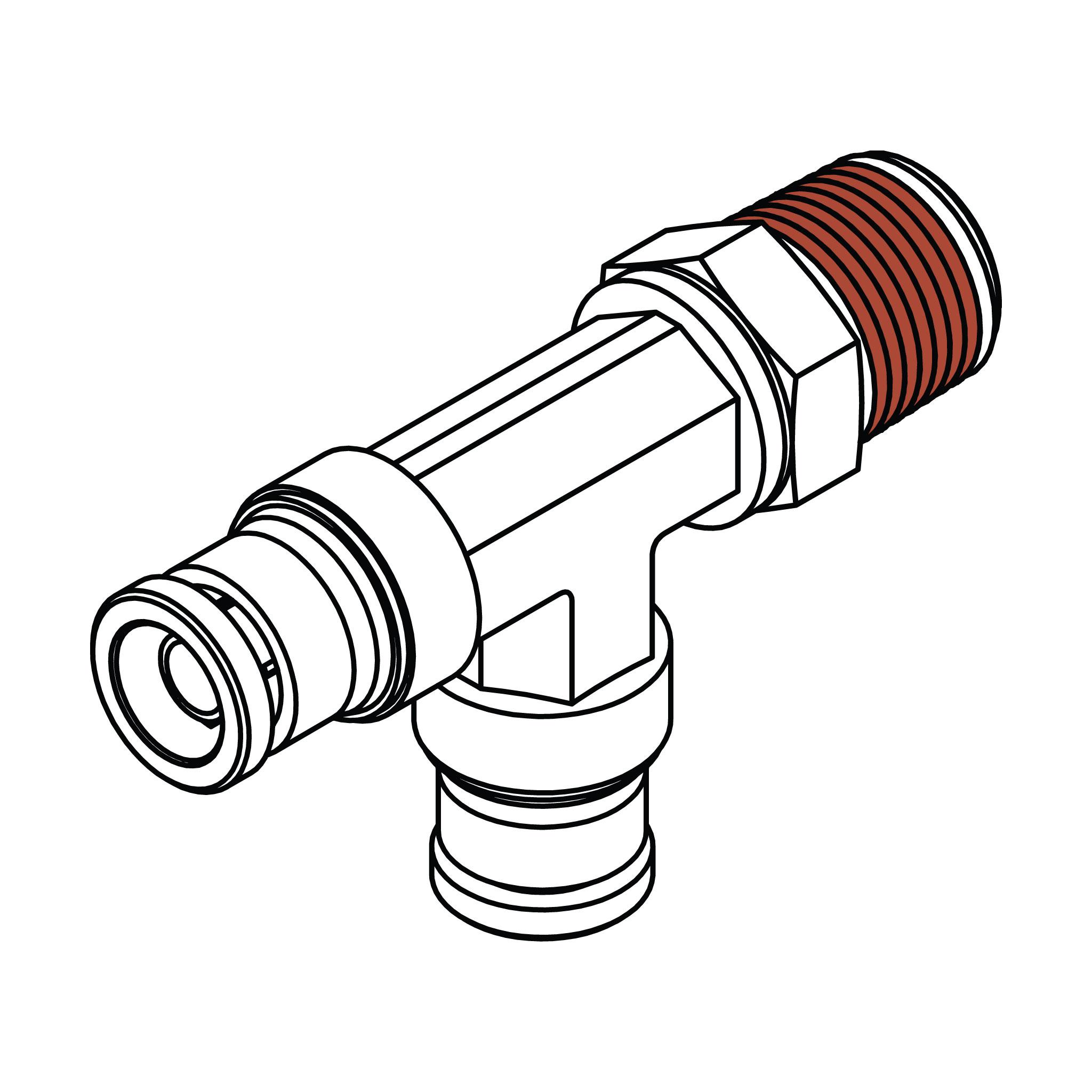Tube to Pipe Swivel Run Tee