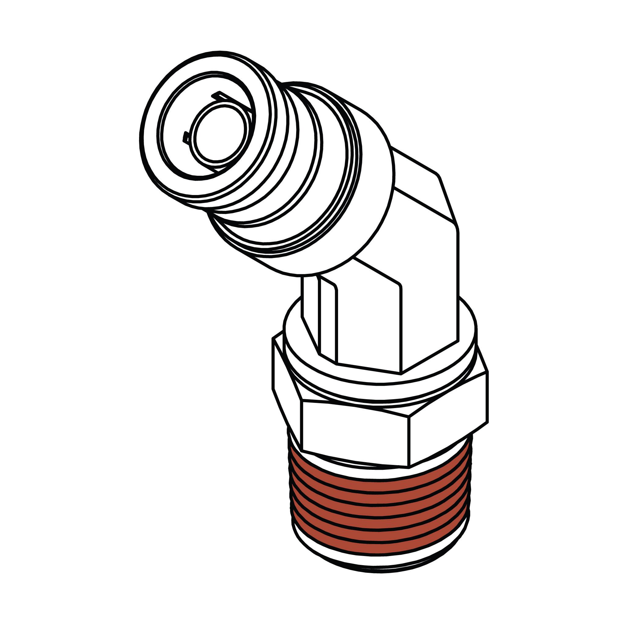 Tube to Pipe Swivel Elbow 45°