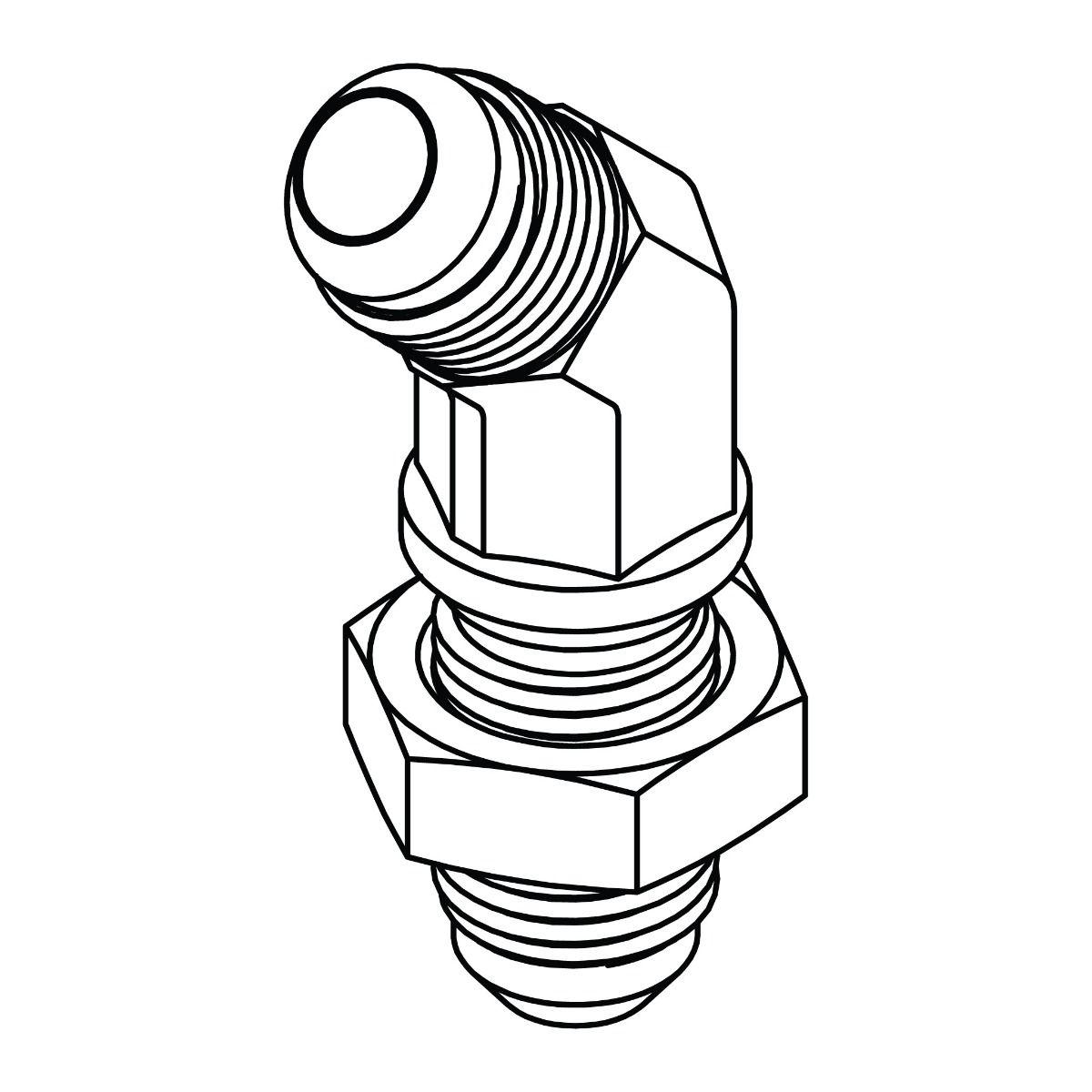JIC Bulkhead Union Elbow 45&deg; with Locknut