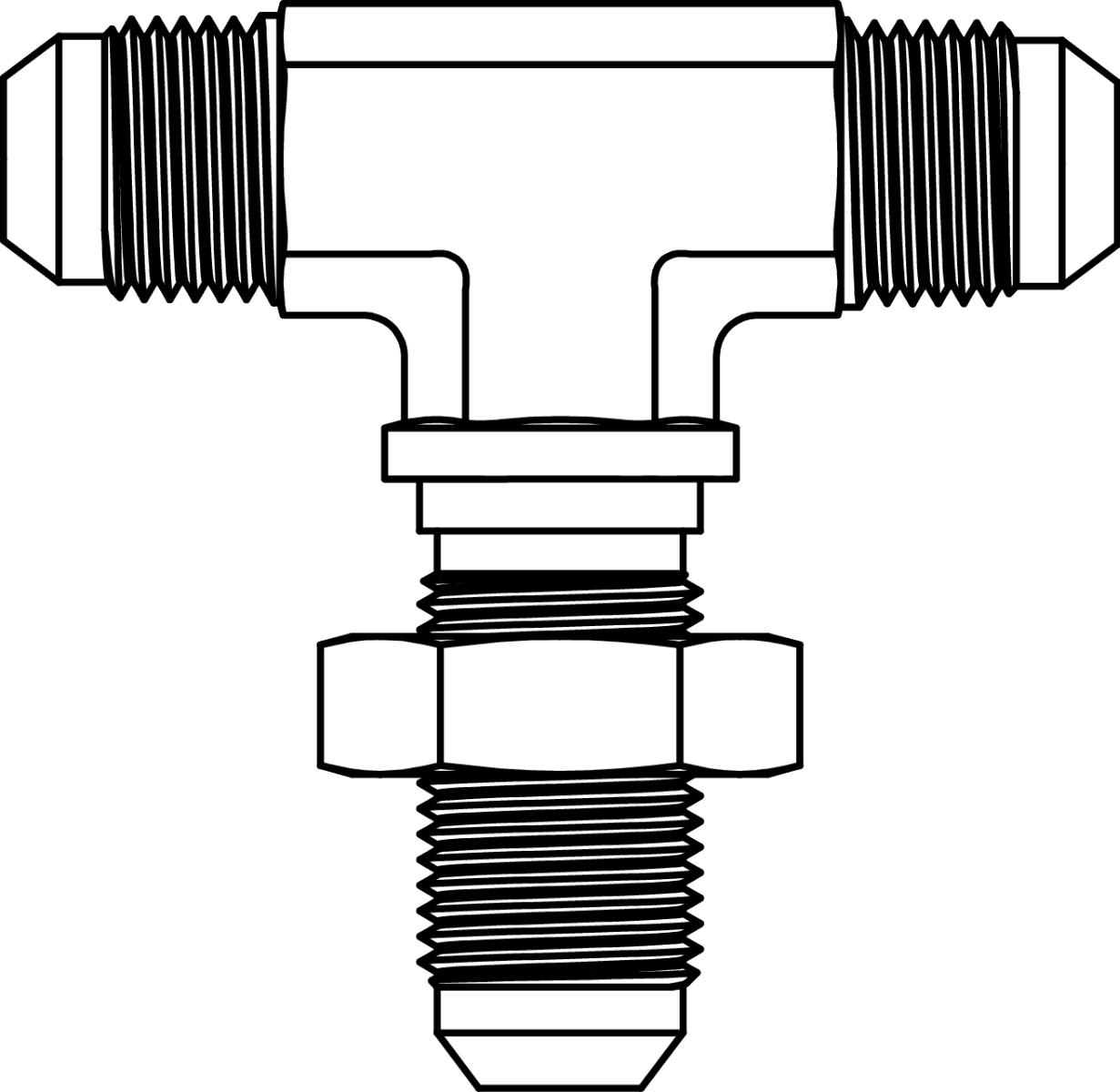JIC Bulkhead Union Branch Tee with Locknut