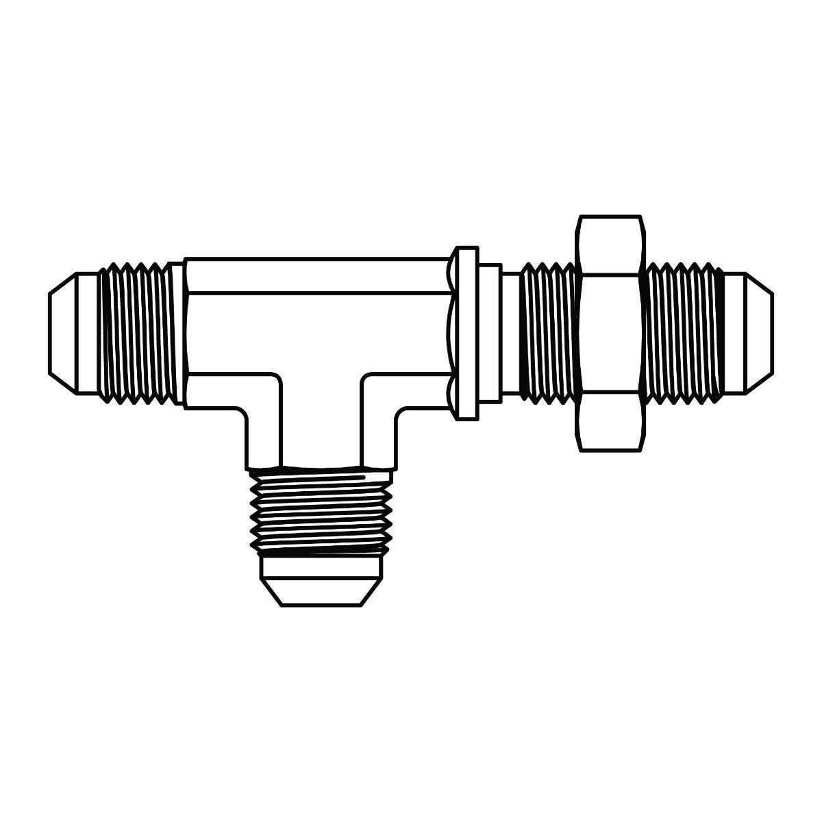 JIC Bulkhead Union Run Tee with Locknut
