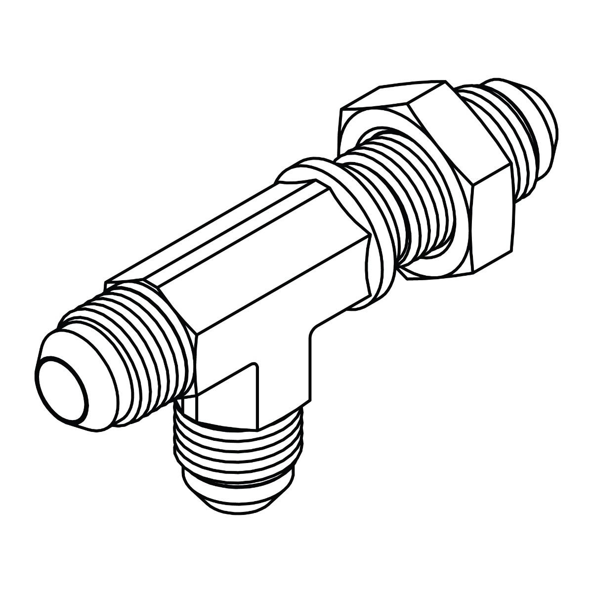 JIC Bulkhead Union Run Tee with Locknut