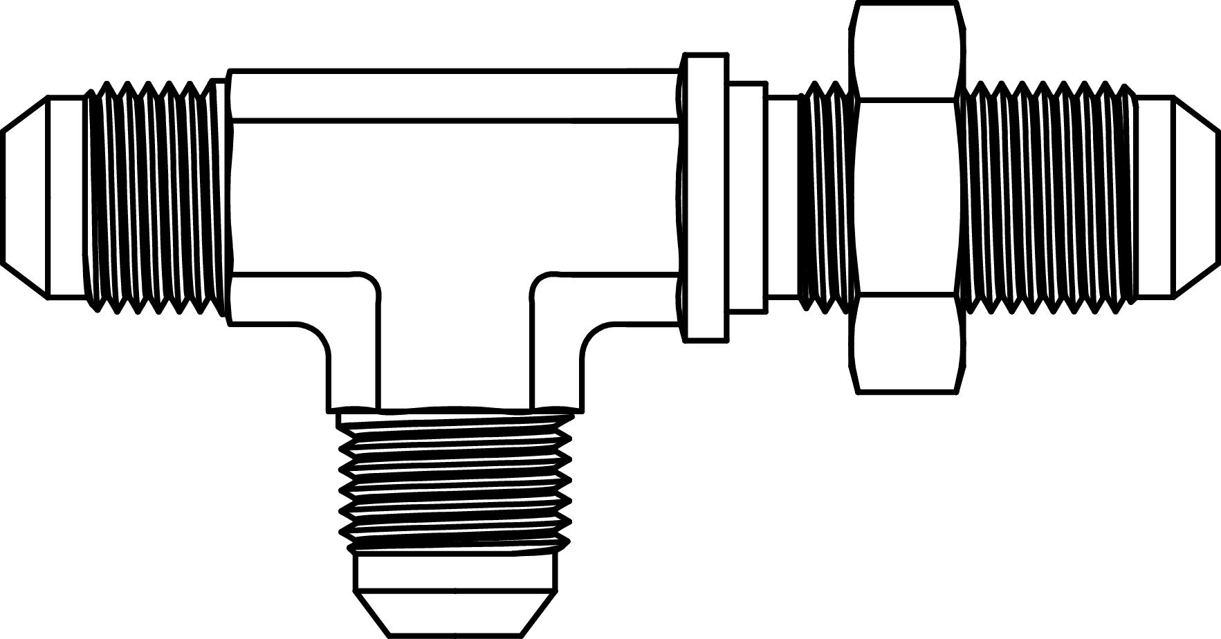 JIC Bulkhead Union Run Tee with Locknut