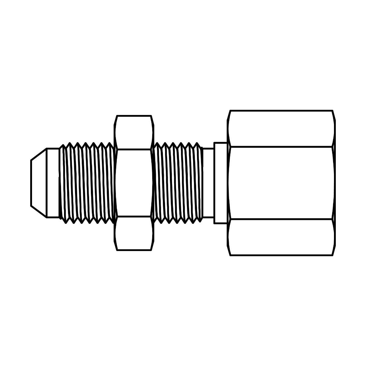 JIC to Pipe Bulkhead with Locknut