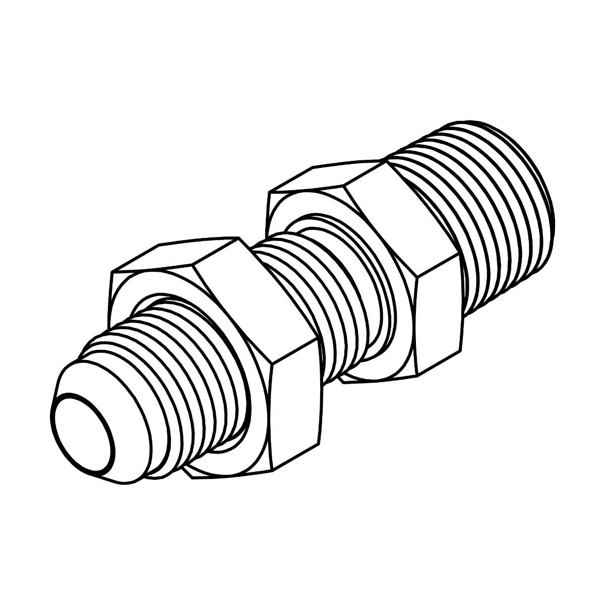 JIC to Pipe Bulkhead with Locknut