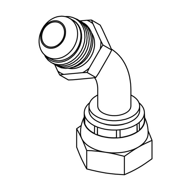 JIC to BSPP Bent Tube Swivel Elbow 45°