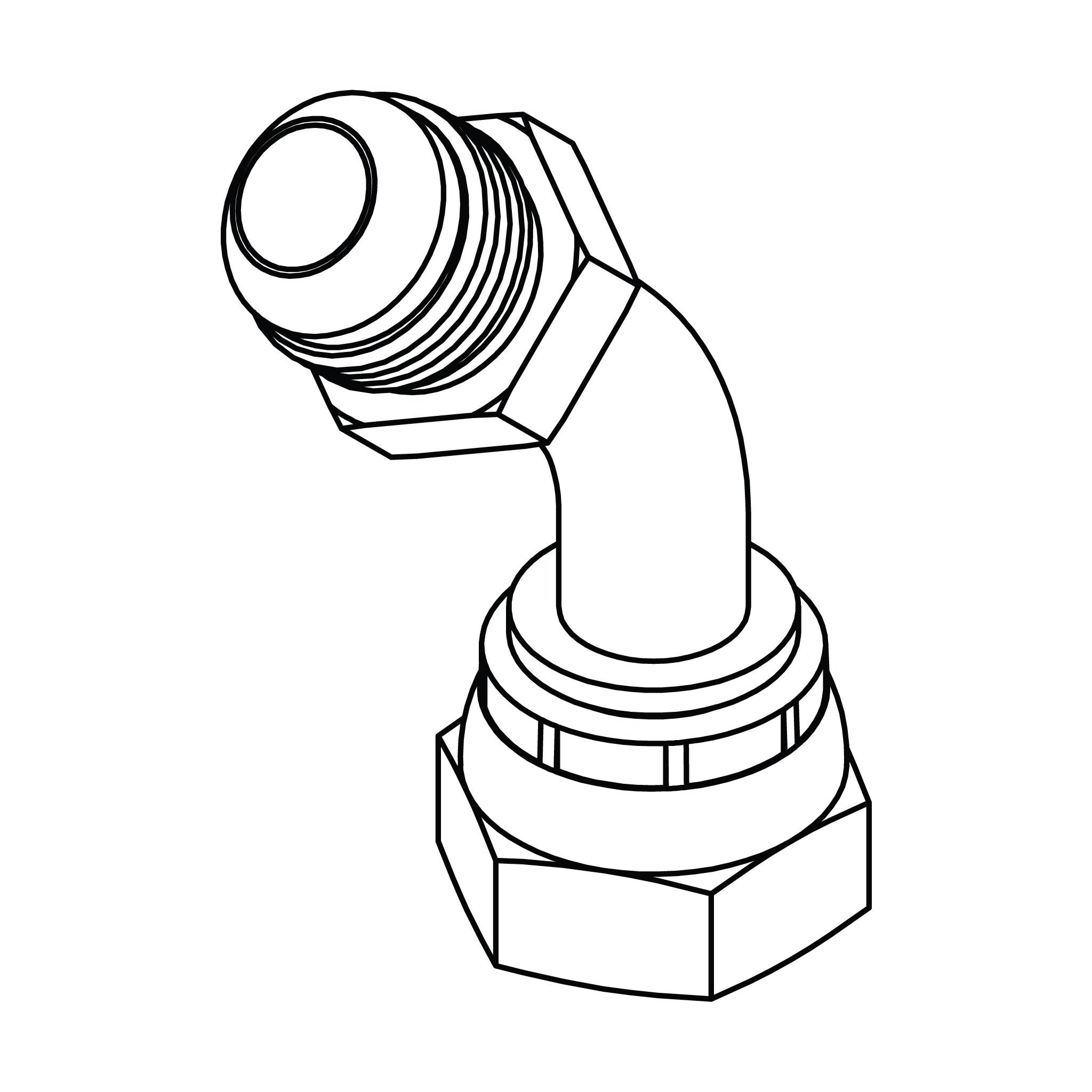 JIC to BSPP Bent Tube Swivel Elbow 45°