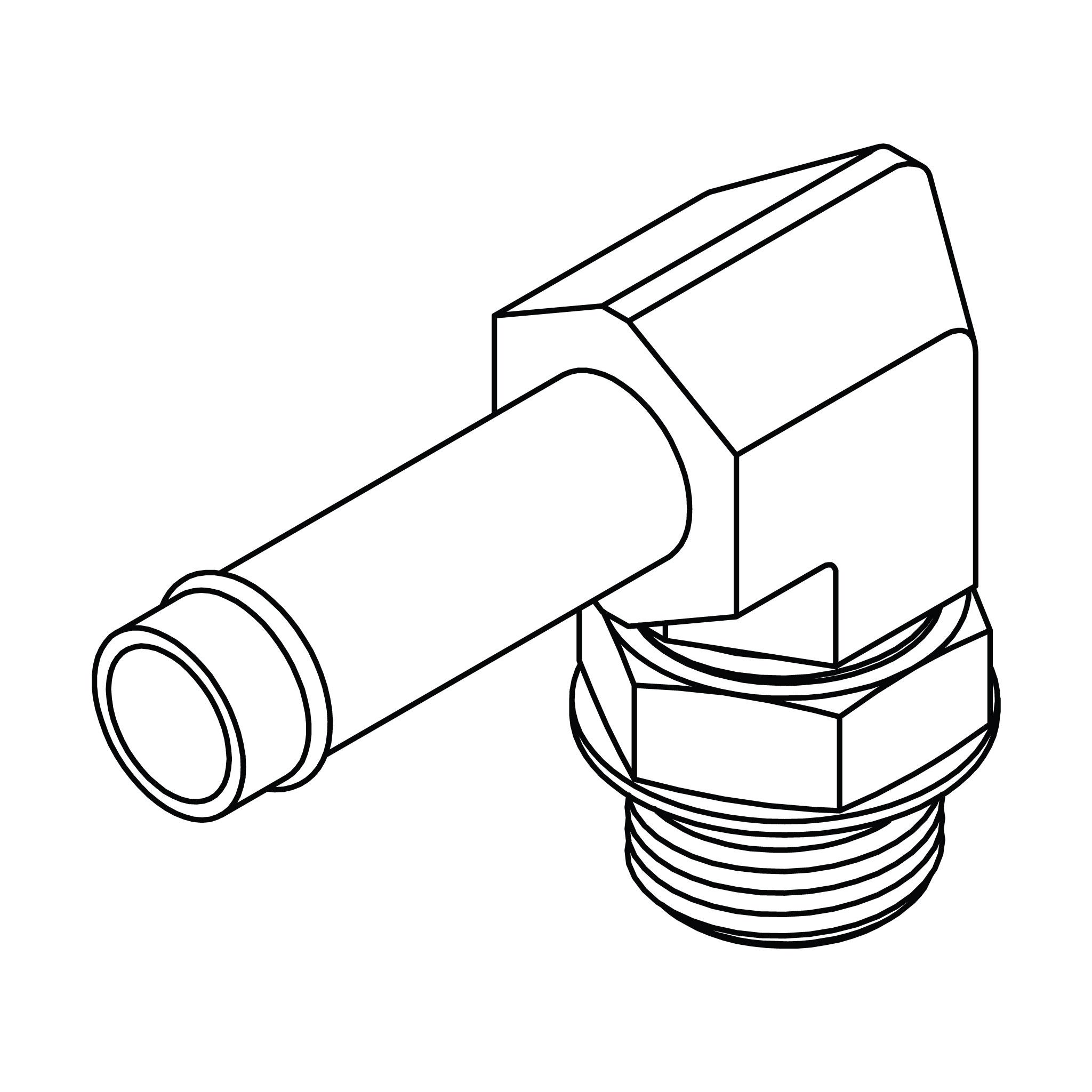 Beaded Hose to O-Ring Elbow 90°