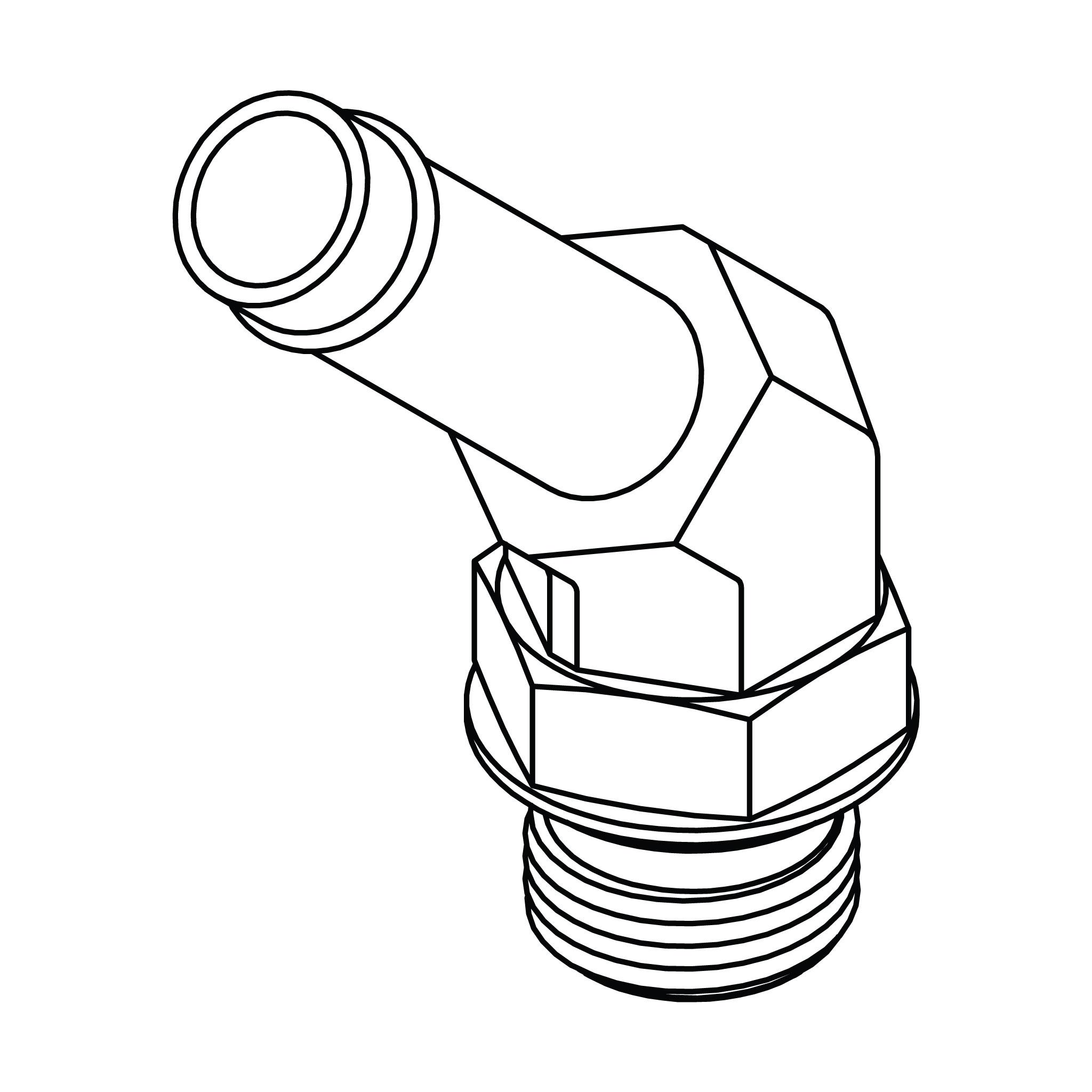 Beaded Hose to O-Ring Elbow 45°