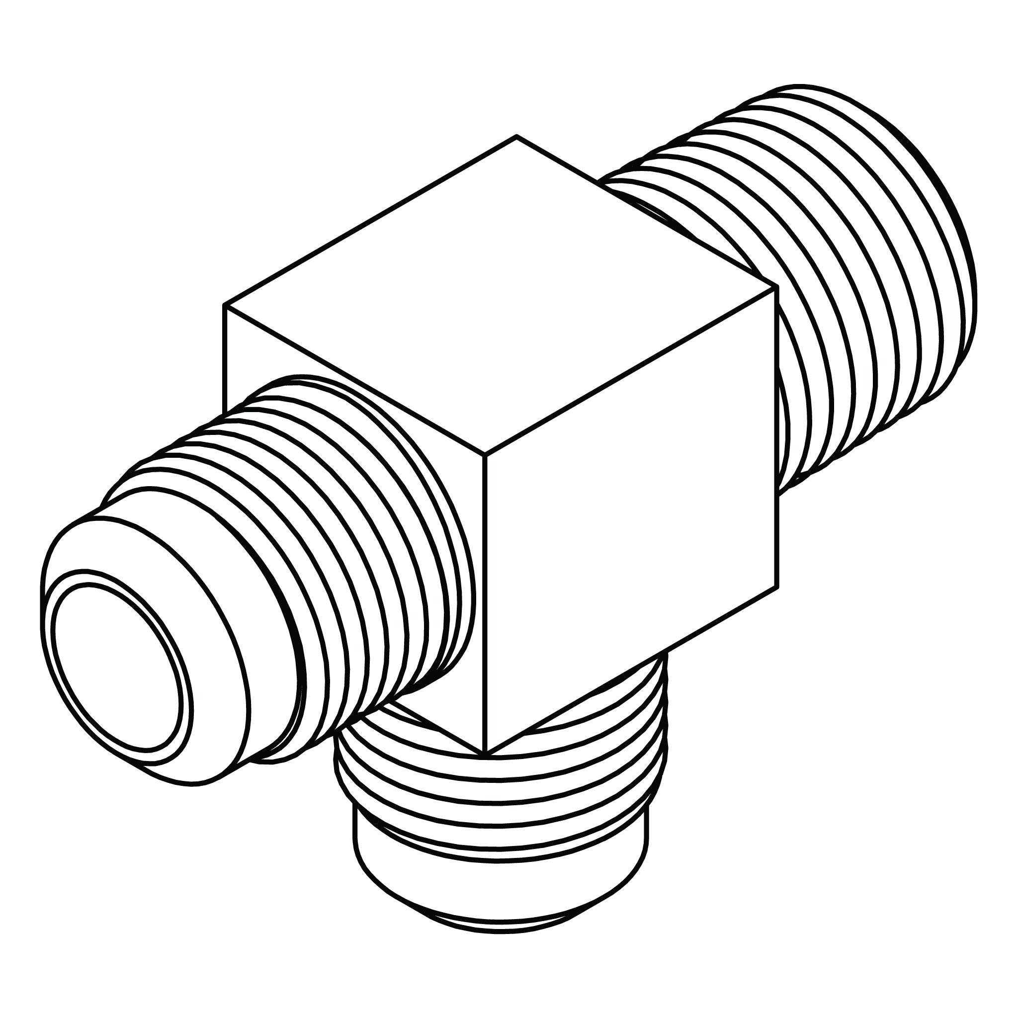 SAE 45° Tube to Pipe Run Tee