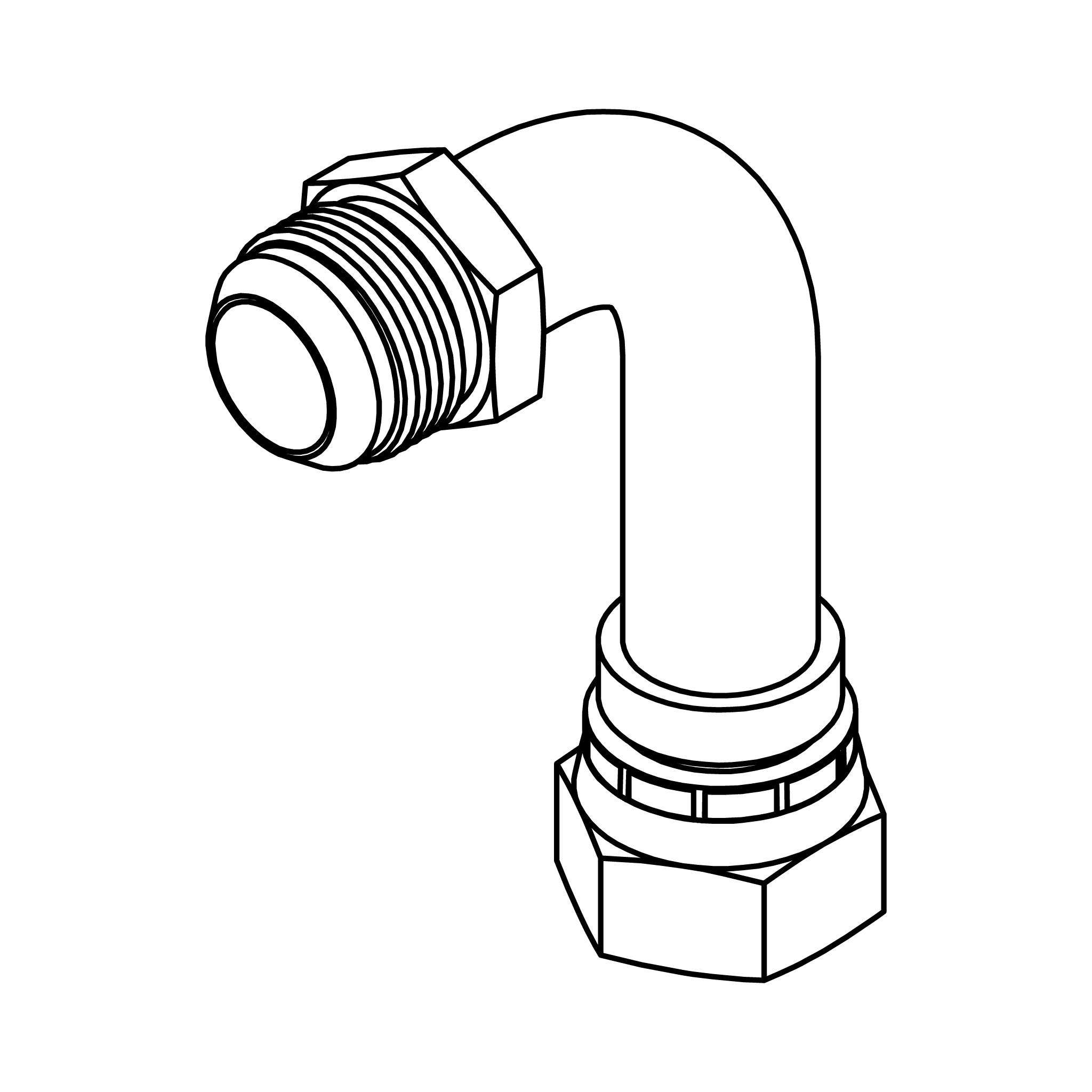 JIC Swivel Bent Tube Long Elbow 90&deg;