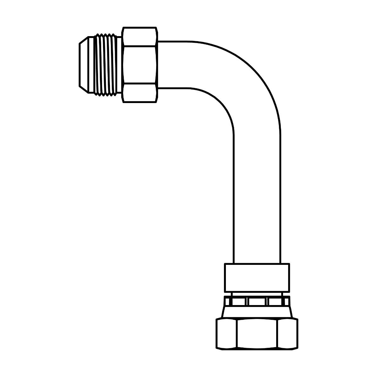 JIC Swivel High Pressure Bent Tube Long Elbow 90&deg;