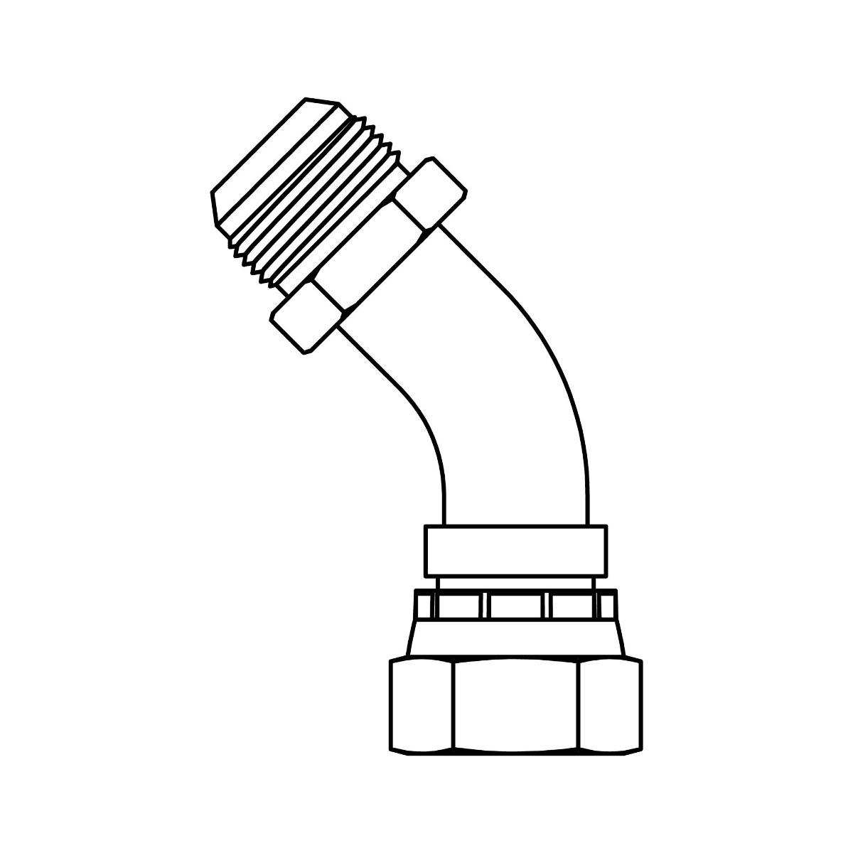 JIC Swivel Bent Tube Elbow 45&deg;