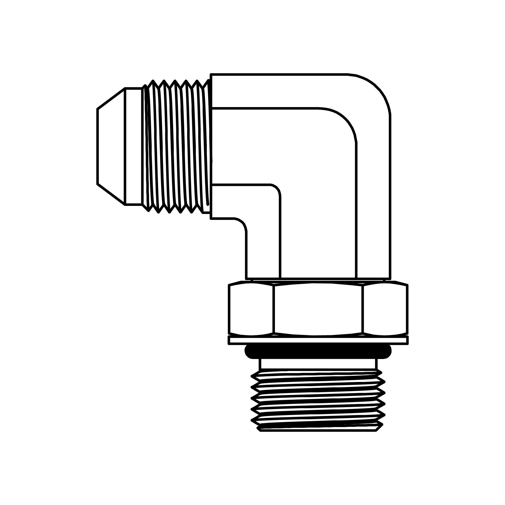 Restricted JIC to O-Ring Elbow 90&deg;