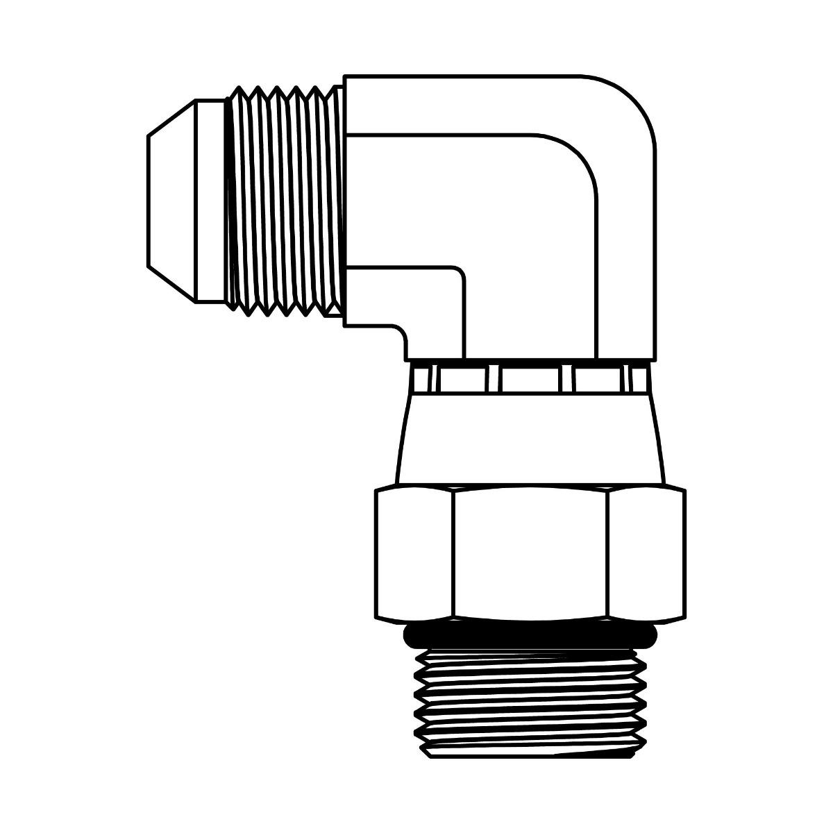 JIC to O-Ring Swivel Elbow 90&deg;