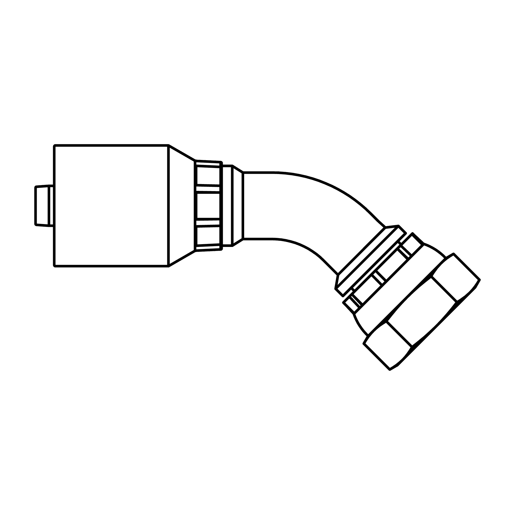 T Series-Thermoplastic Hose to JIC - 45 degree elbow