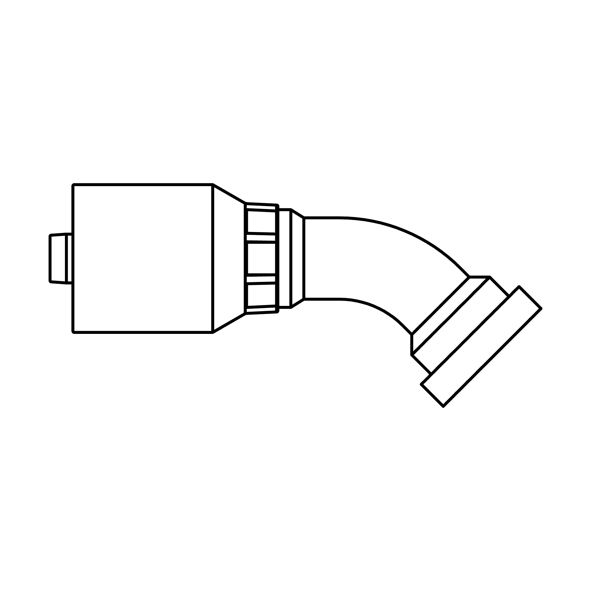 J Series-Four Spiral & Wire Braided (Non Skive) to Flange (Code 61) - 45 degree elbow