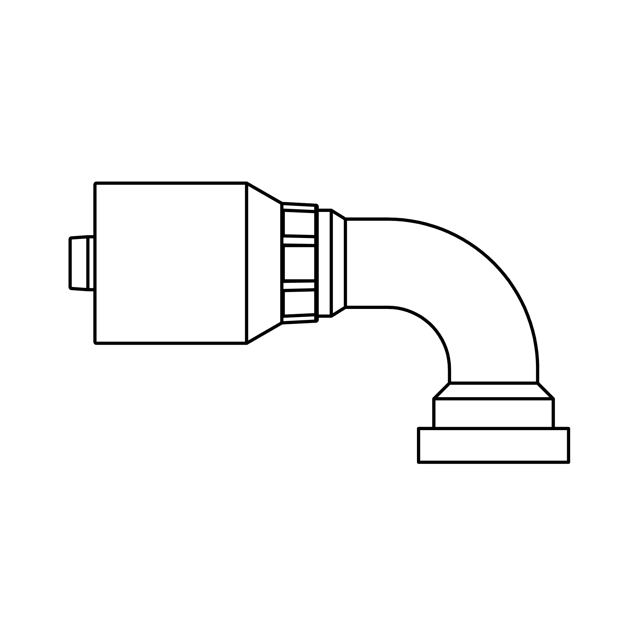 J Series-Four Spiral & Wire Braided (Non Skive) to Flange (Code 61) - 90 degree elbow