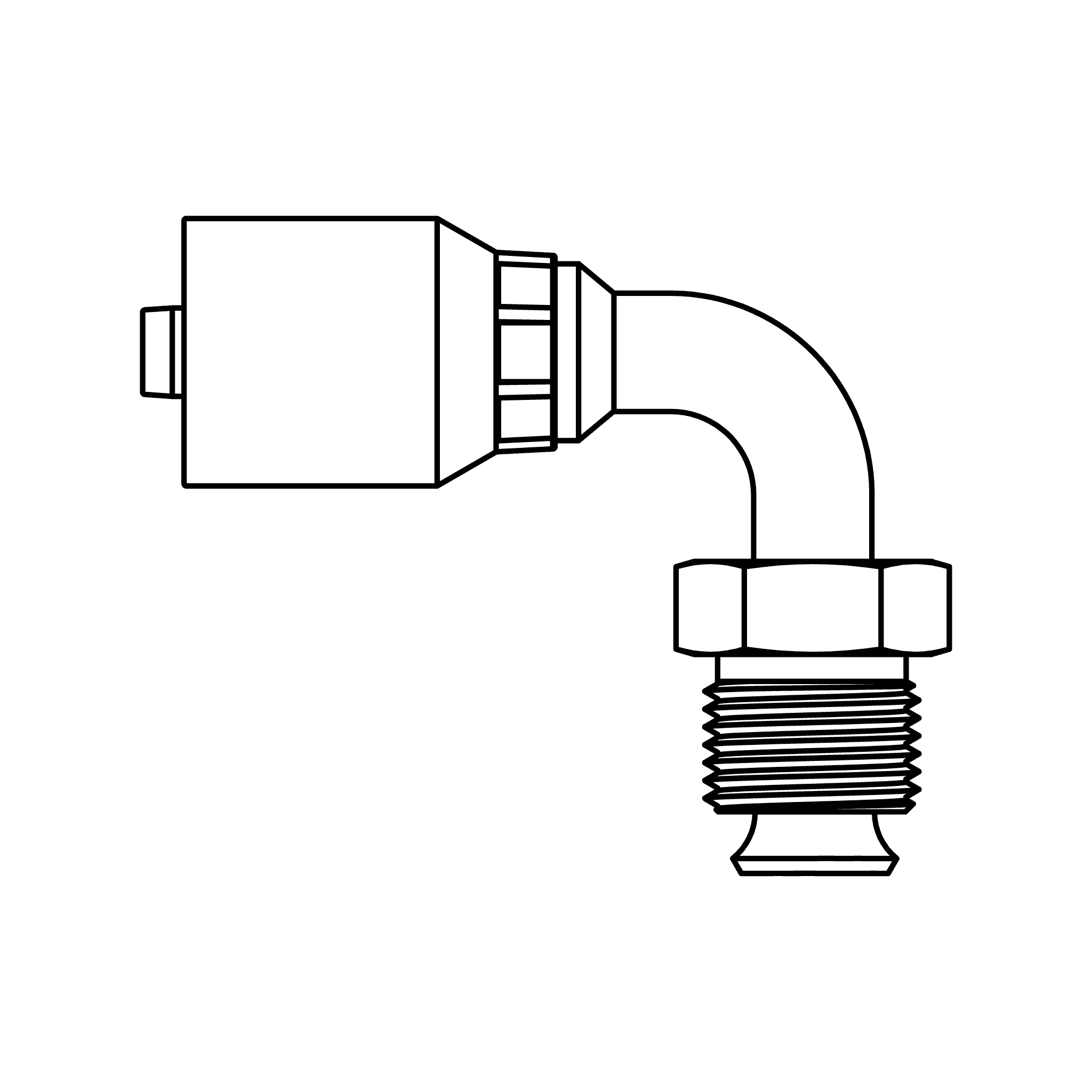 K Series-Wire Braided (Non Skive) to Inverted Flare - 90 degree elbow