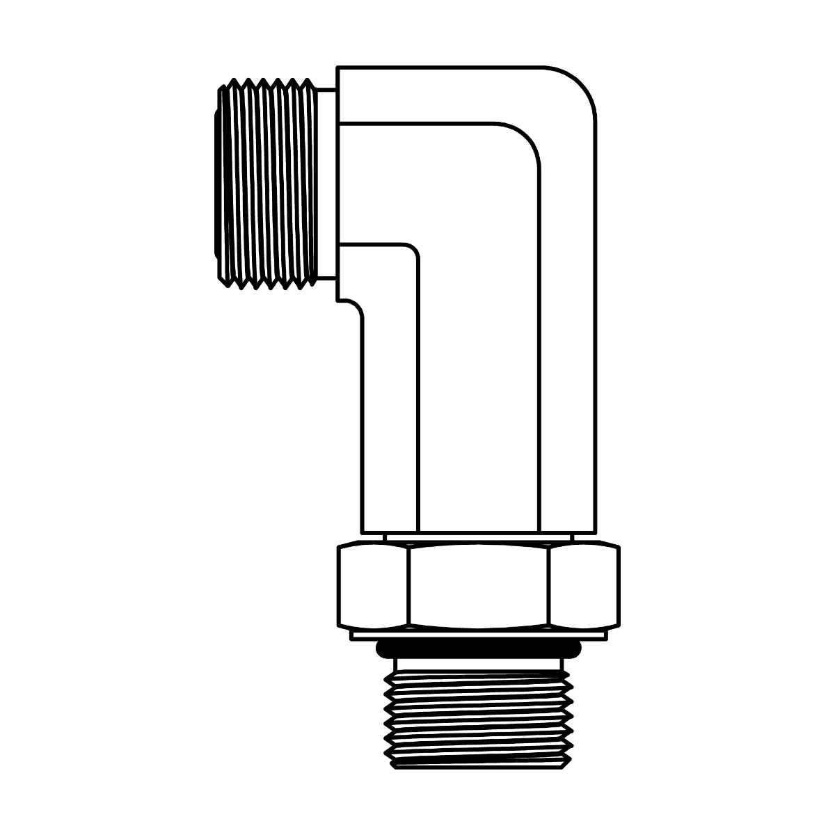 ORFS to O-Ring Elbow 90&deg; - Long
