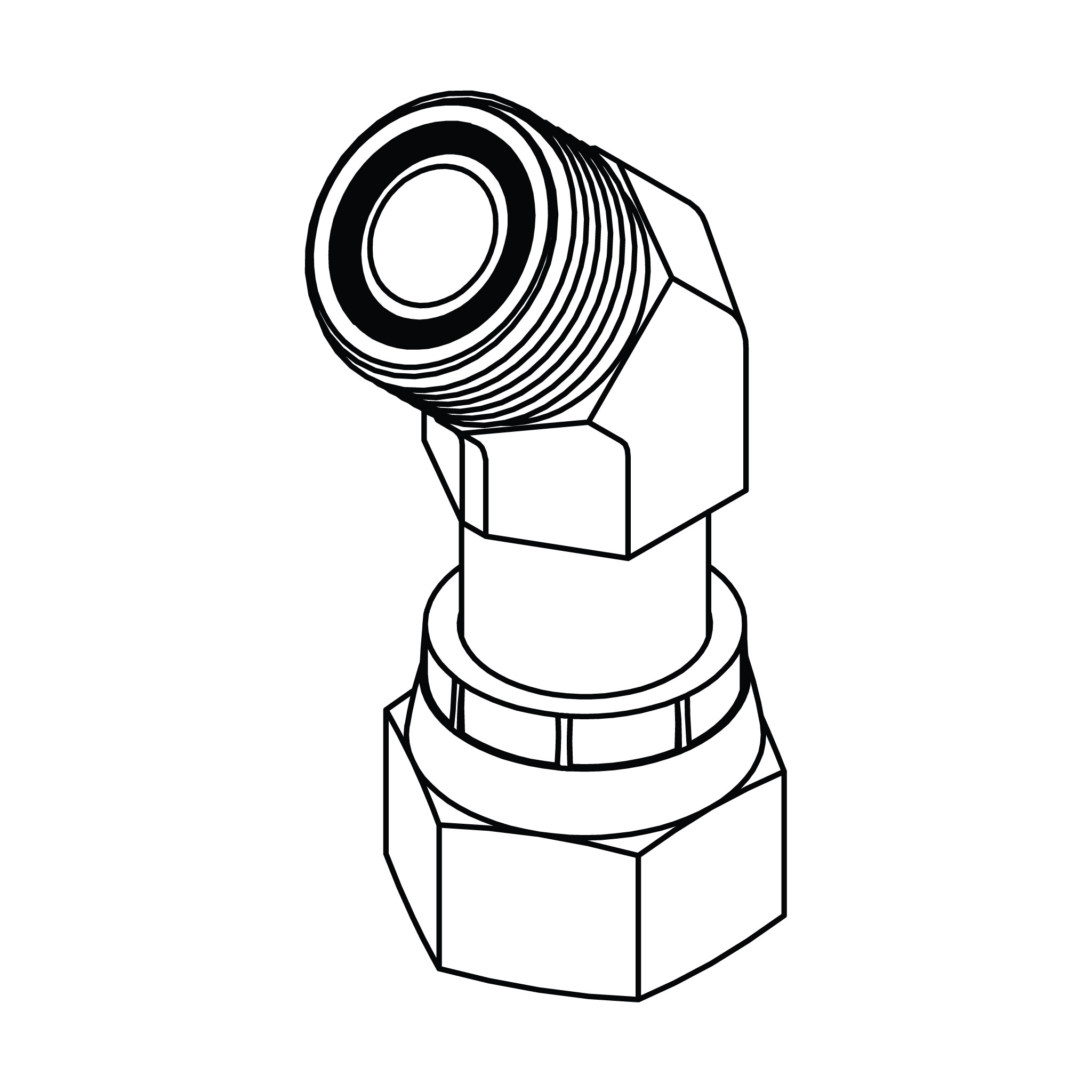 ORFS to ORFS Swivel Elbow 45&deg;