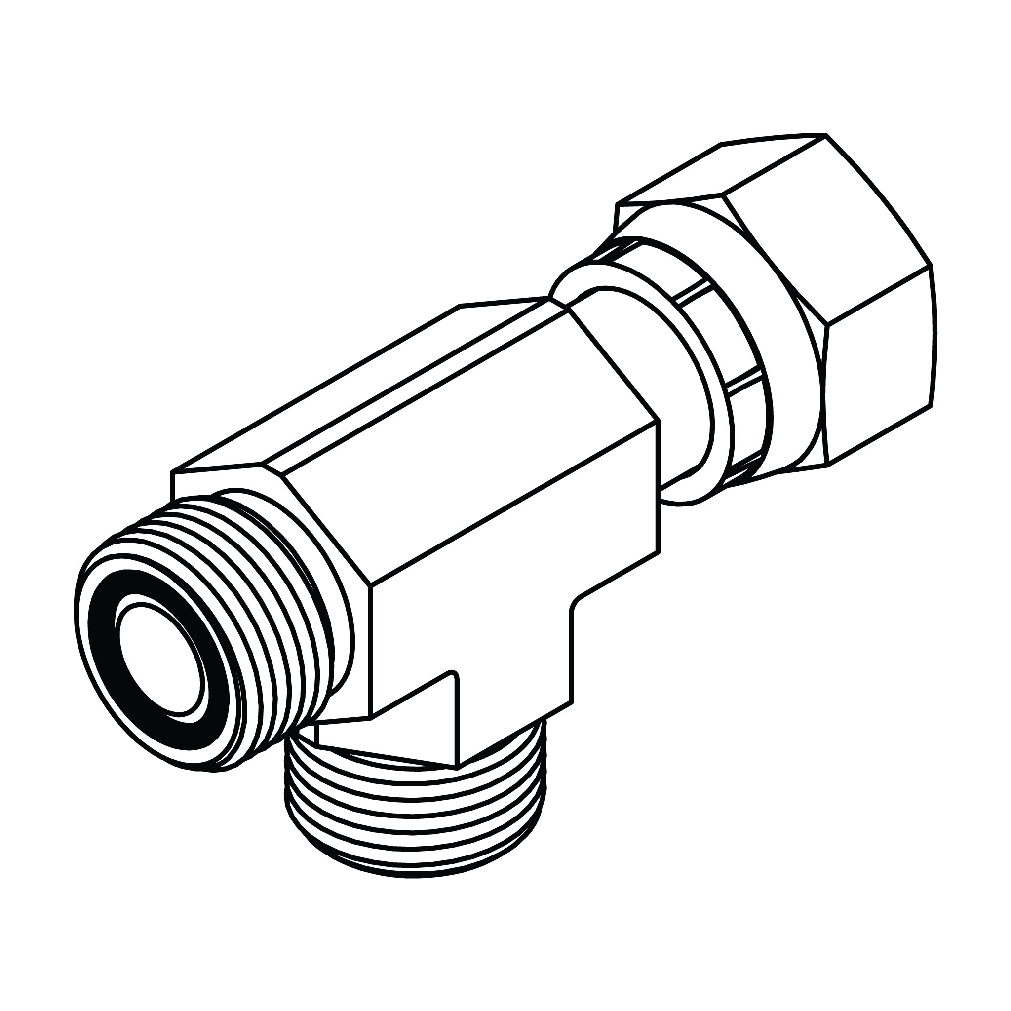 ORFS to ORFS Swivel Run Tee
