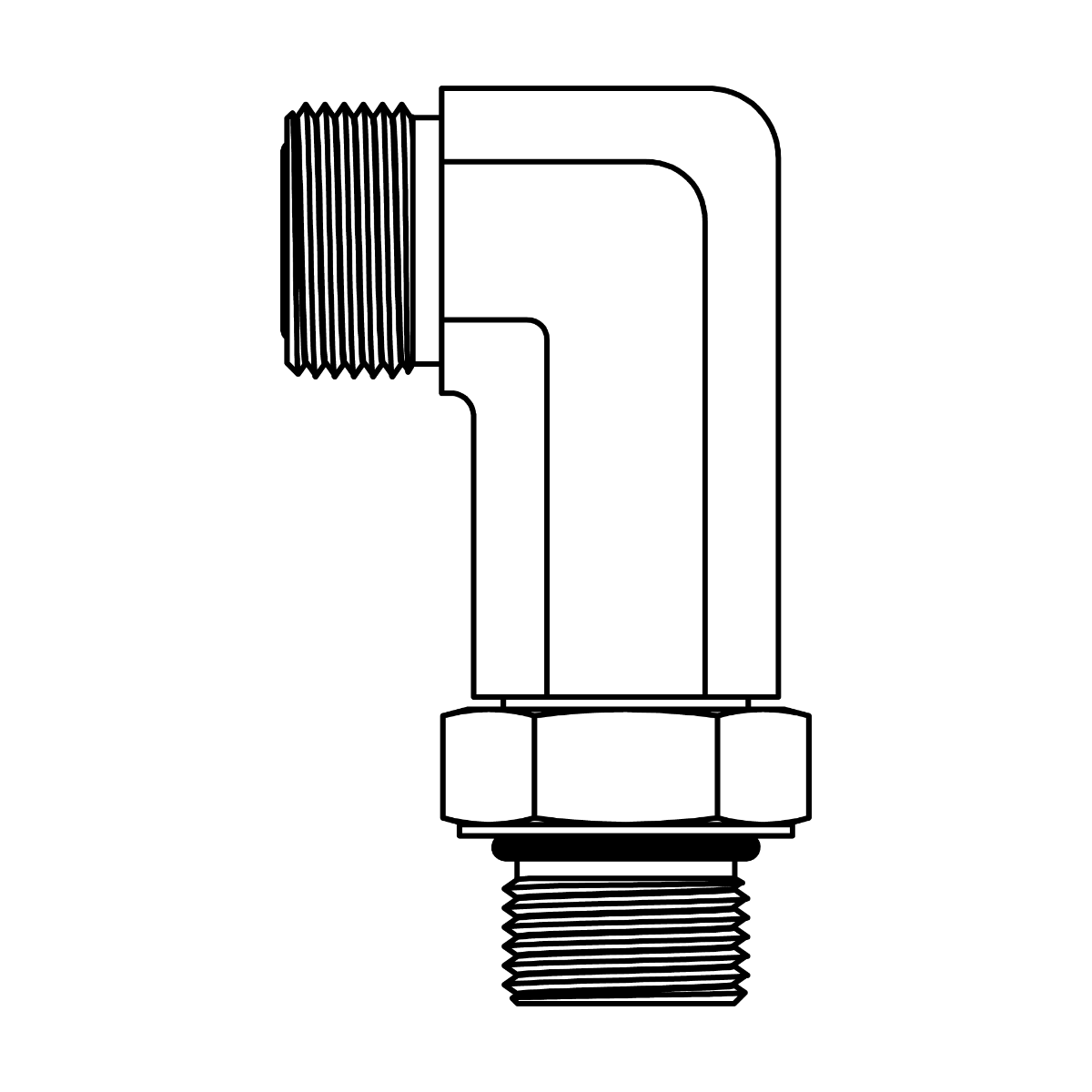 ORFS to O-Ring Elbow 90&deg; - Long