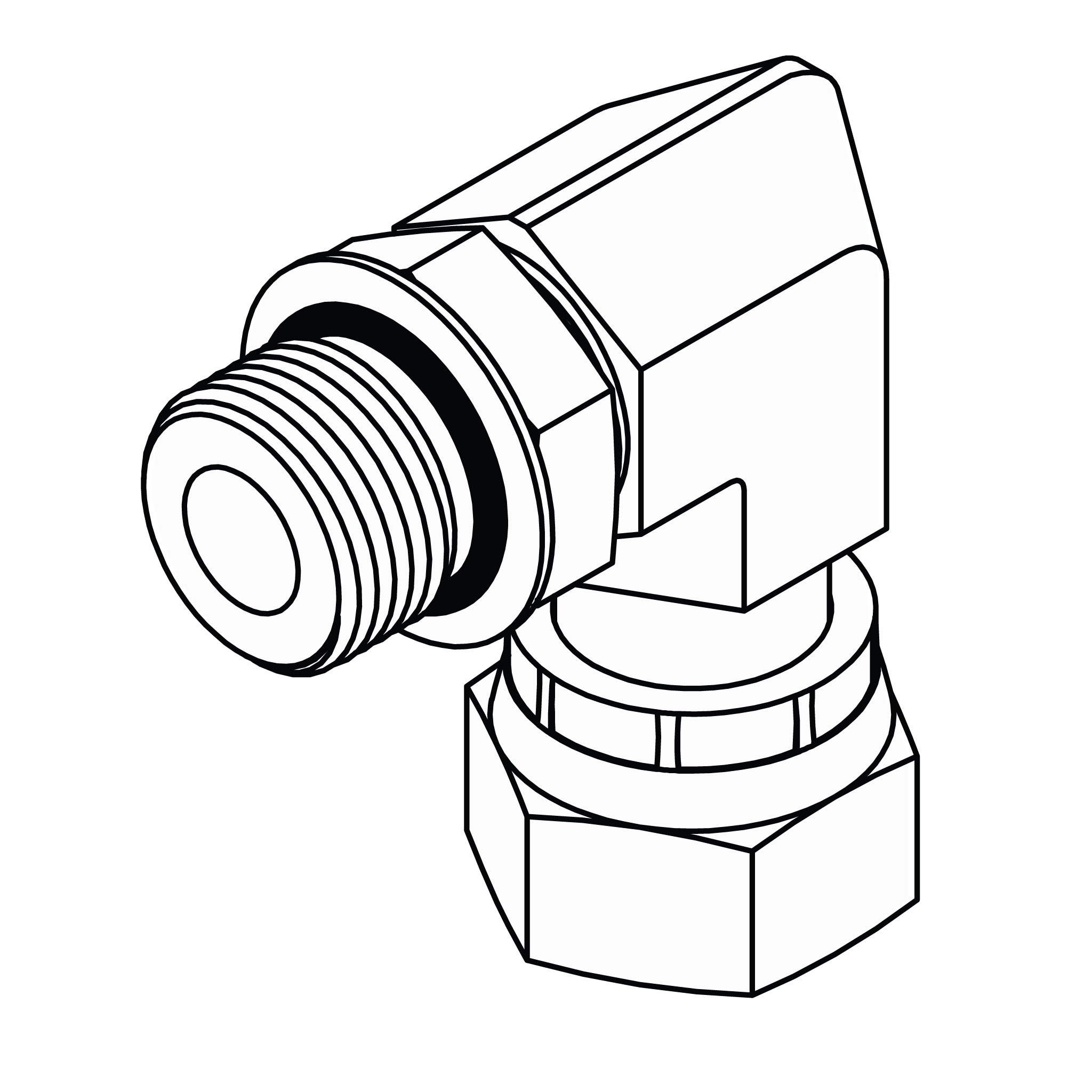 O-Ring to ORFS Swivel Elbow 90&deg;